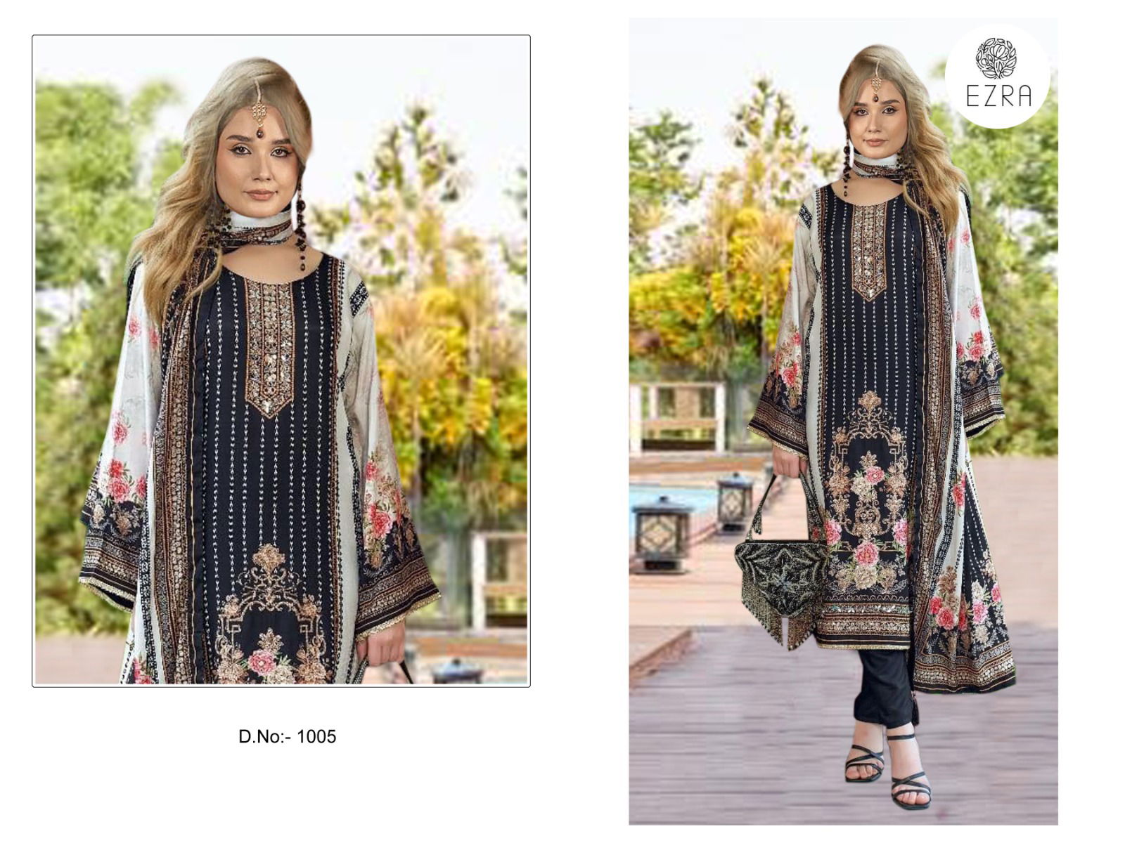 Ezra Nusrat Maslin Cotton Embroidery Pakistani Dress Material Wholesale Online